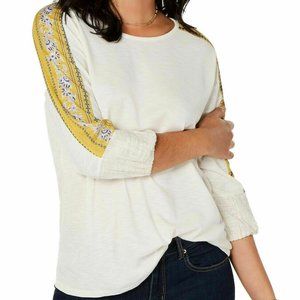 Style & Co Print-Panel Sleeved Thermal Orchid Top